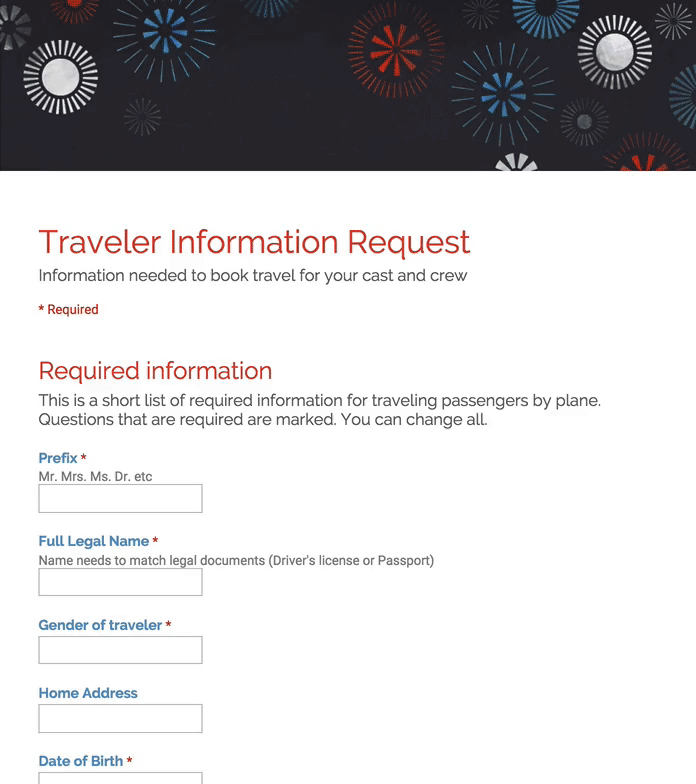 Travel form to Book flights for film crew | StudioBinder Travel form to Book flights for film crew | StudioBinder