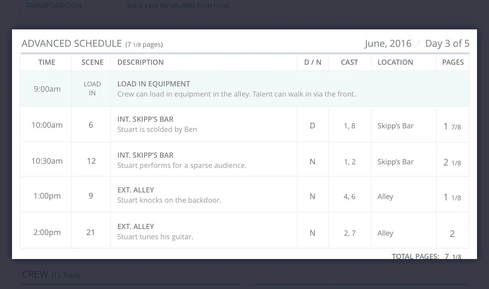 Callsheet Template Anatomy - Advanced Schedule - StudioBinder