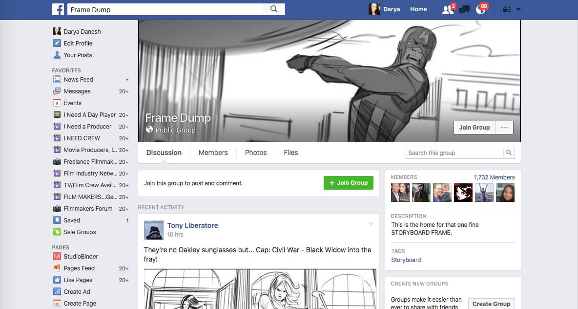 Storyboard Artist Websites Facebook StudioBinder