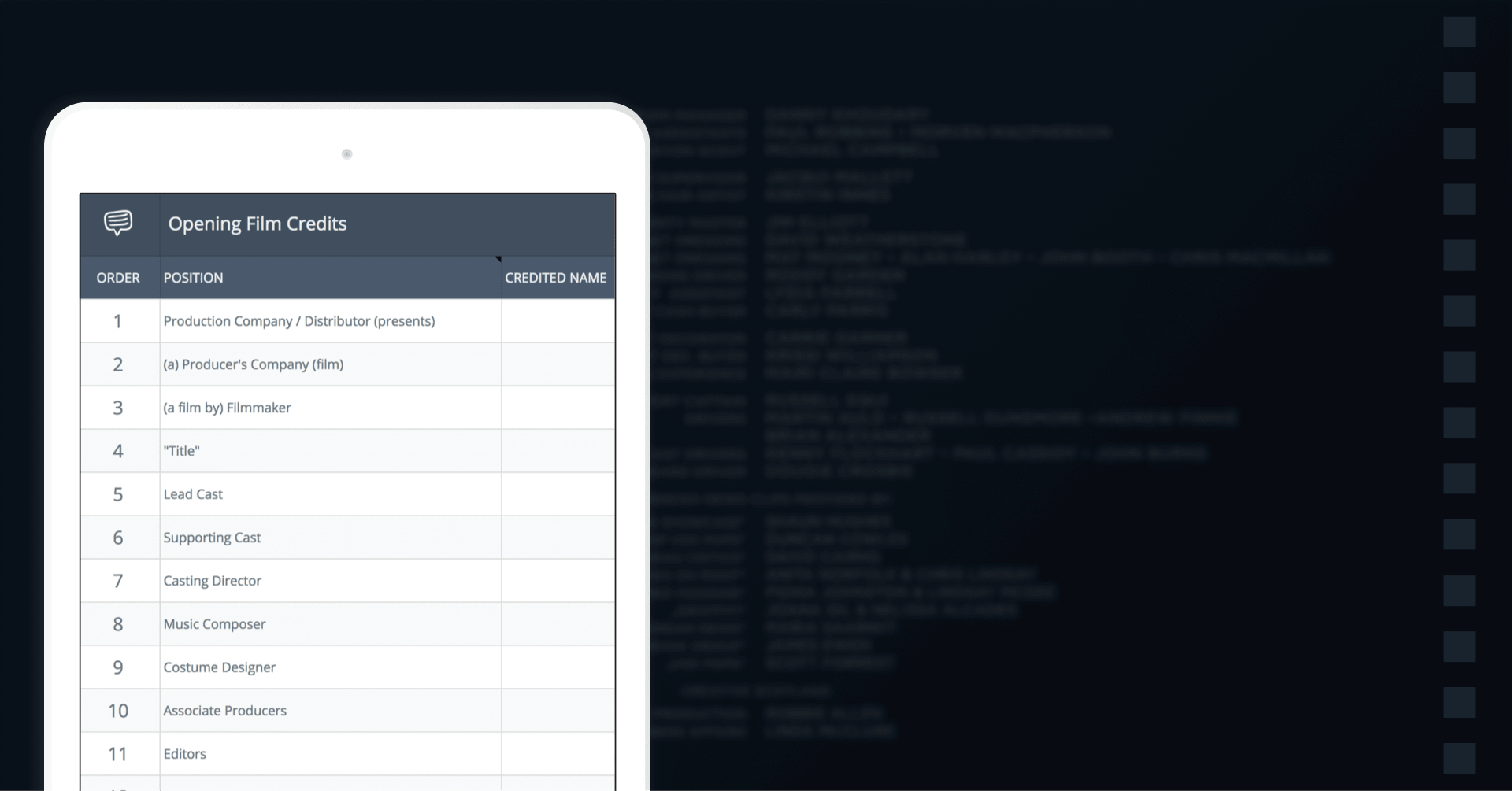 Free Film Credits Order Template And Worksheet StudioBinder