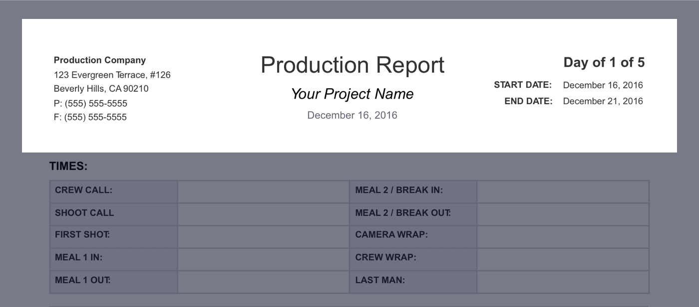 the report of production