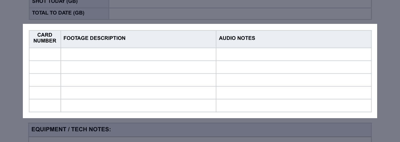 Script Supervisor Notes Template