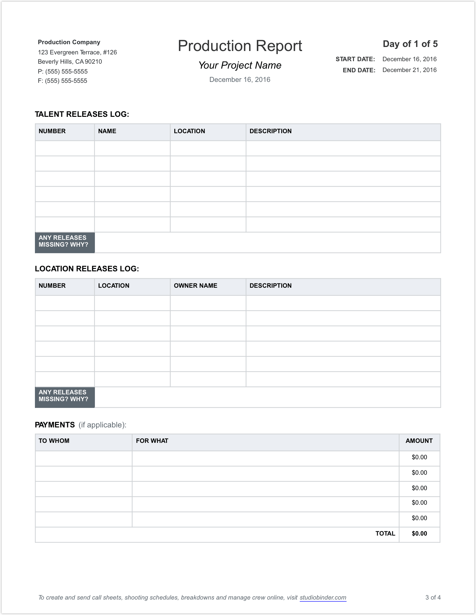 Daily Log Sheet Template Free from s.studiobinder.com