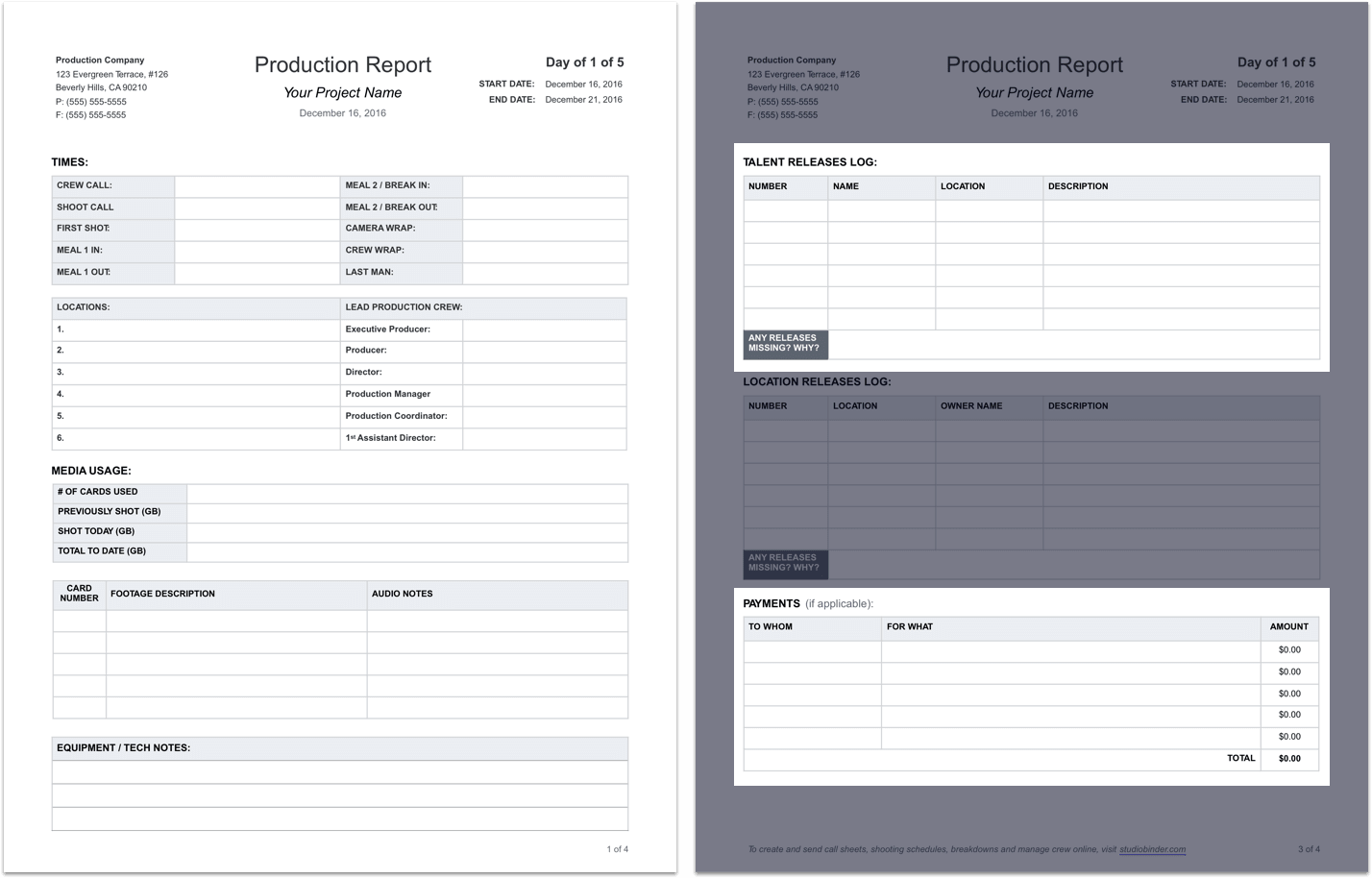 Daily Production Report Template - Tear Sheet - StudioBinder