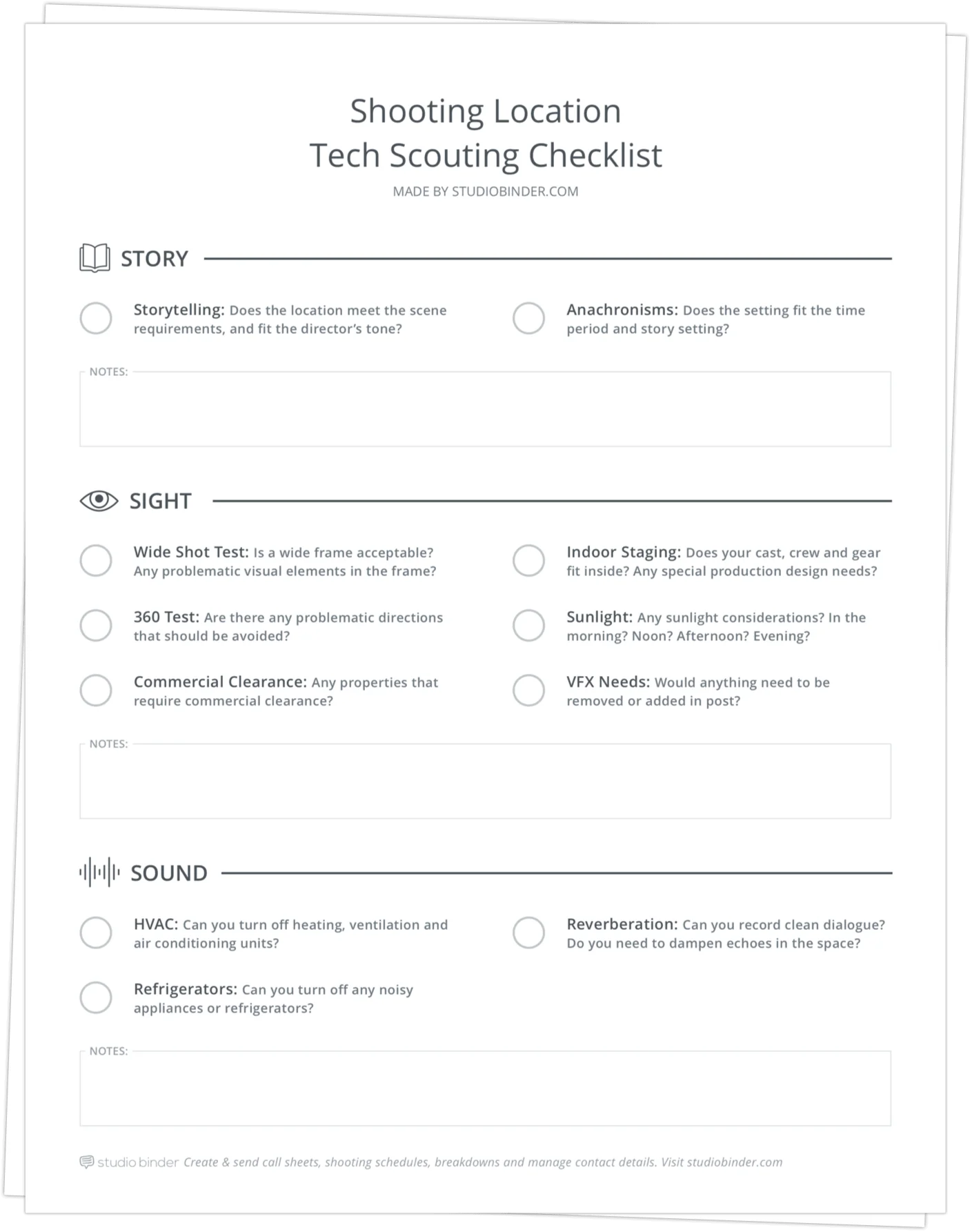 Location Tech Scouting Checklist - Stack - StudioBinder