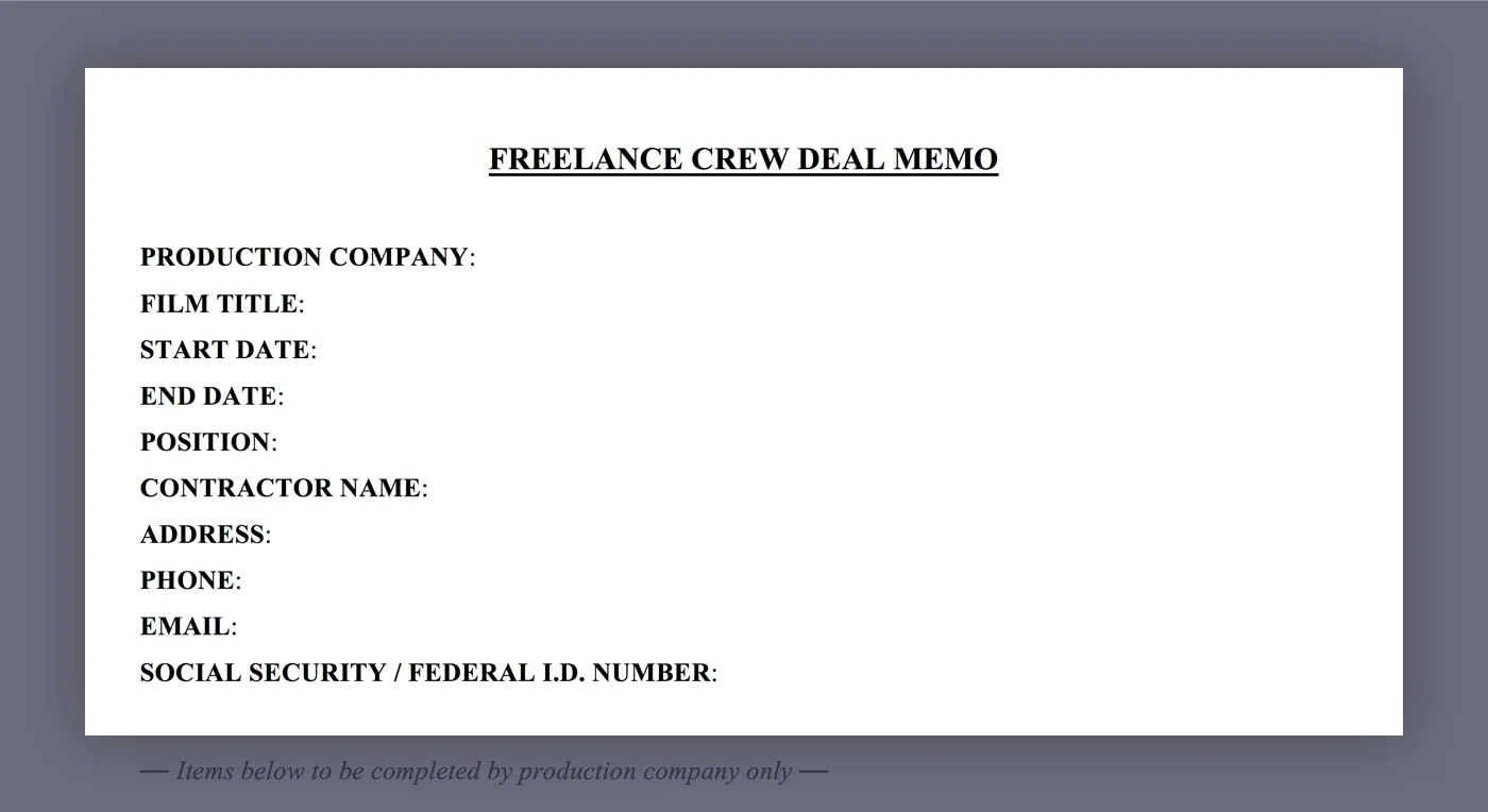Mastering the Crew Deal Memo Template - 01 - General Information - StudioBinder