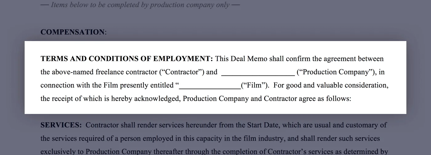 Mastering the Crew Deal Memo Template - 03 - Terms and Conditions of Employment - StudioBinder