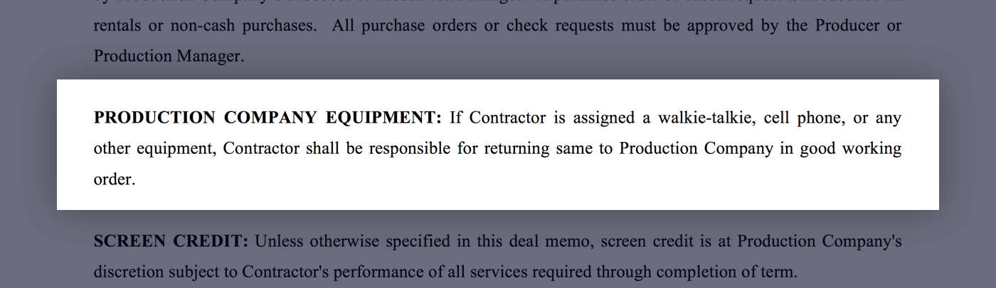 Mastering the Crew Deal Memo Template - 13 - Production Company Equipment - StudioBinder Mastering the Crew Deal Memo Template - 13 - Production Company Equipment - StudioBinder