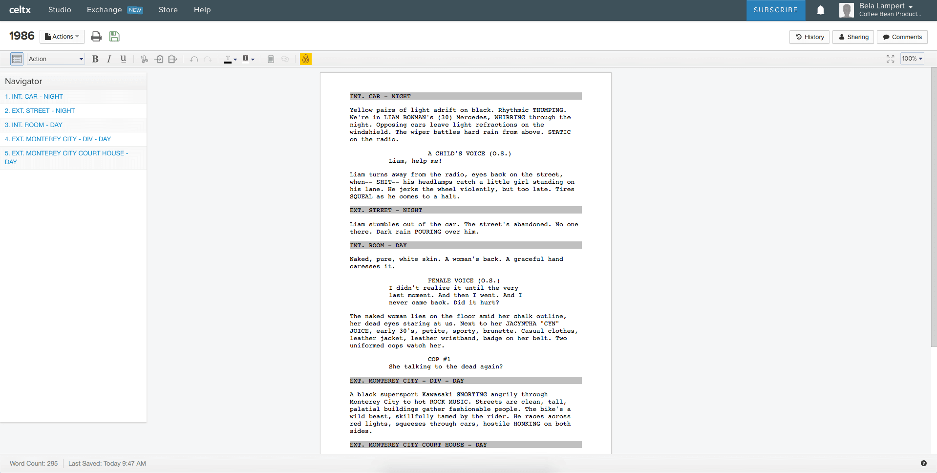 celtx script format settings