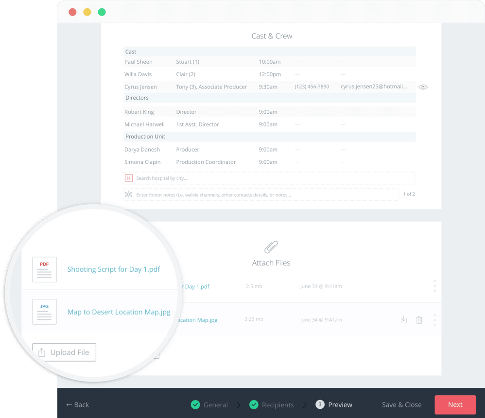 StudioBinder Call Sheet Software - Upload and Backup Production Files to the Cloud - Video TV and Film Production Management Software