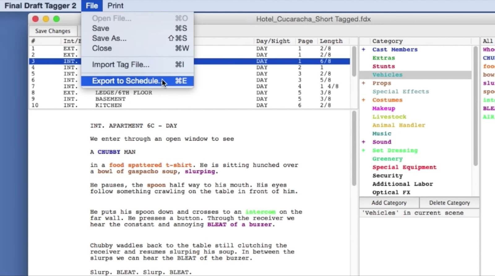 How to Make A Script Breakdown Sheet with Final Draft Tagger - Export to Schedule