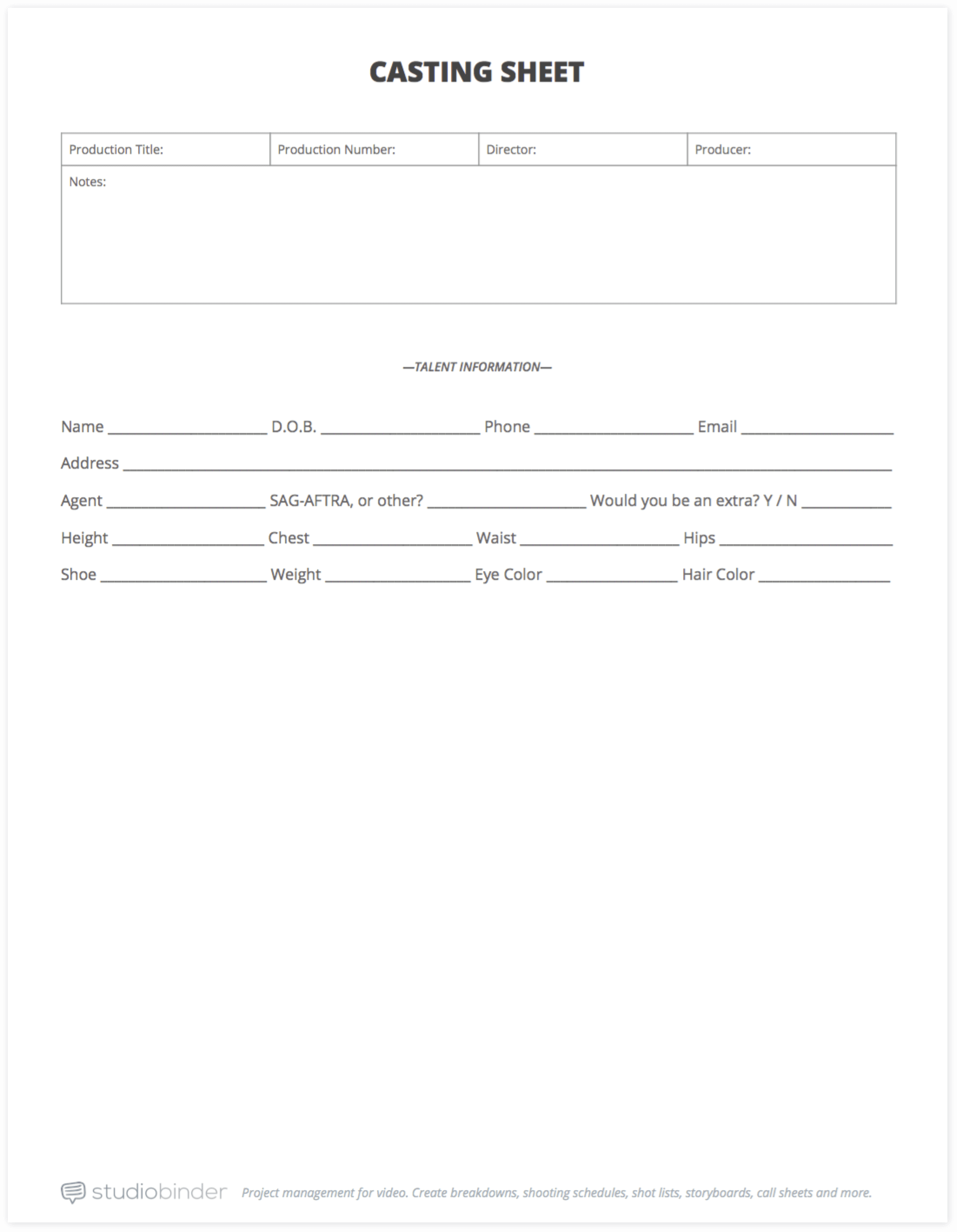 The Ultimate Guide to Auditions [FREE Casting Sheet Template] 2