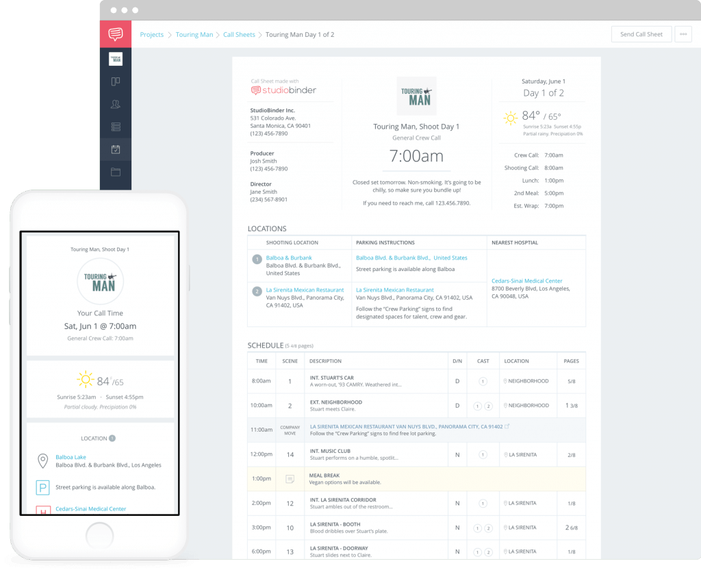 Free Call Sheet Builder Software Create Call Sheets In Minutes
