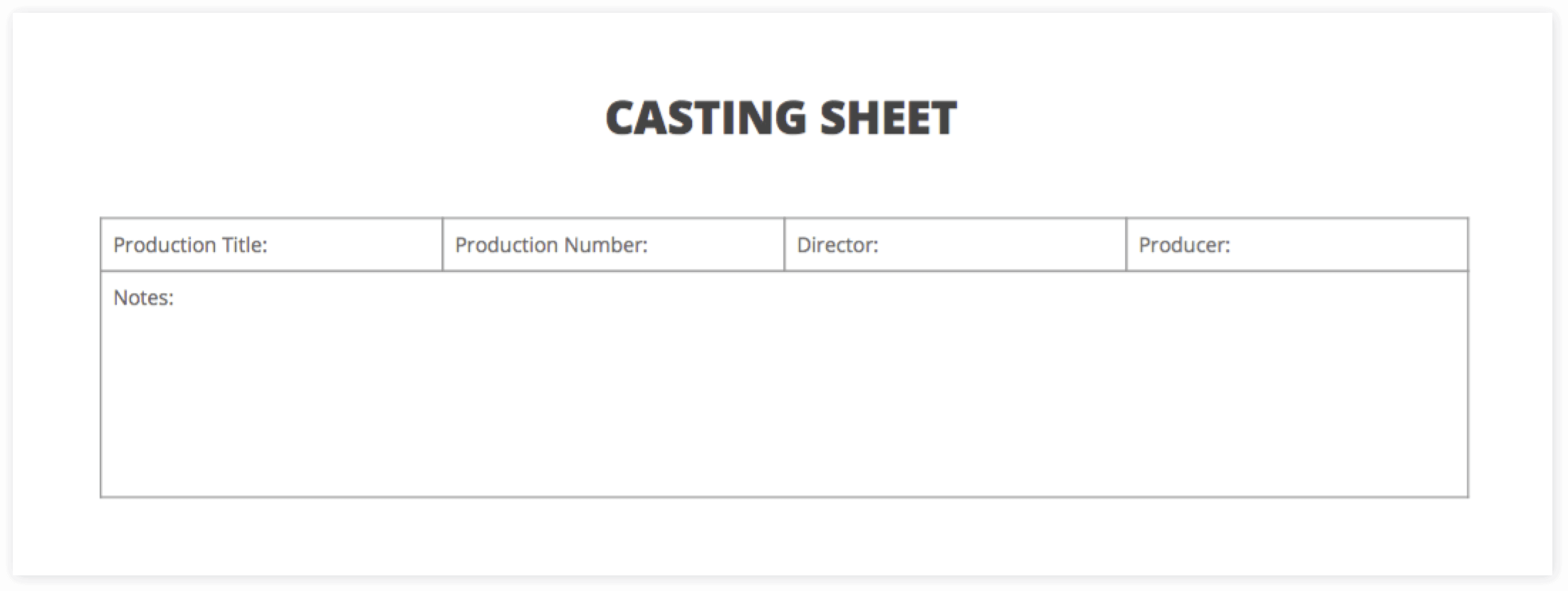 The Ultimate Guide to Casting Auditions (with FREE Casting Sheet Template) - Casting Sheet Top Half