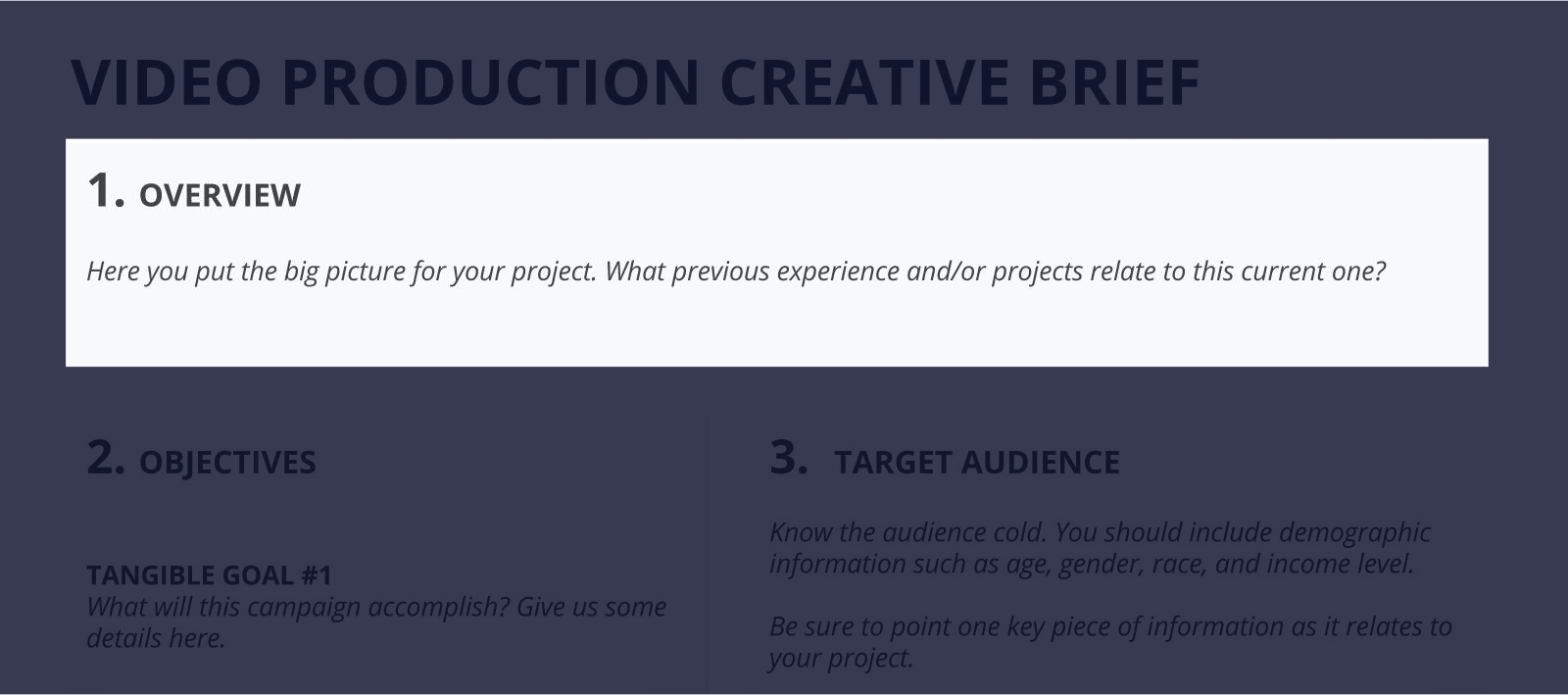 The Best Creative Brief Template For Video Agencies [Free Download] - Section 1 - Overview
