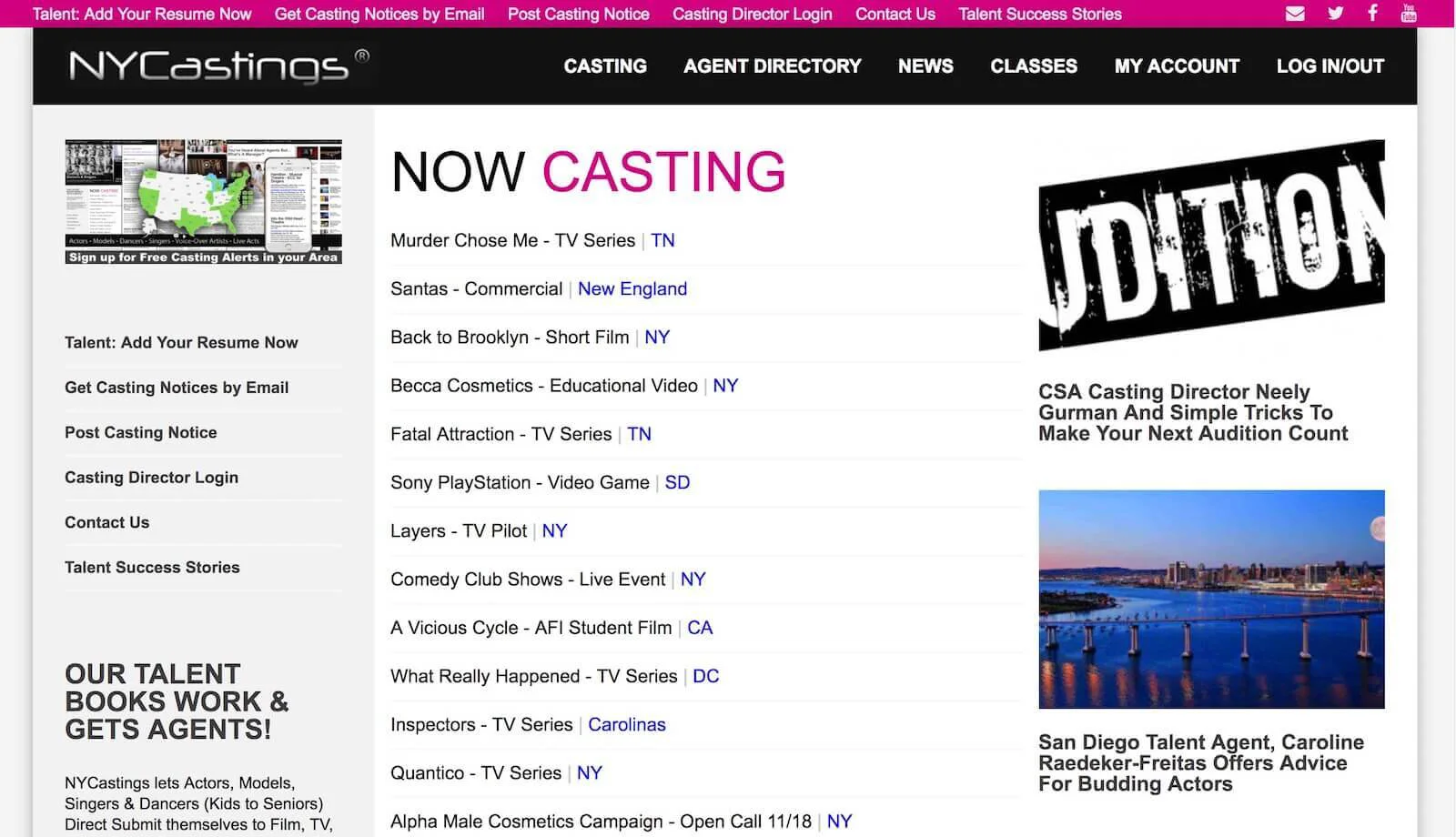 Casting Websites-NYC Website-StudioBinder