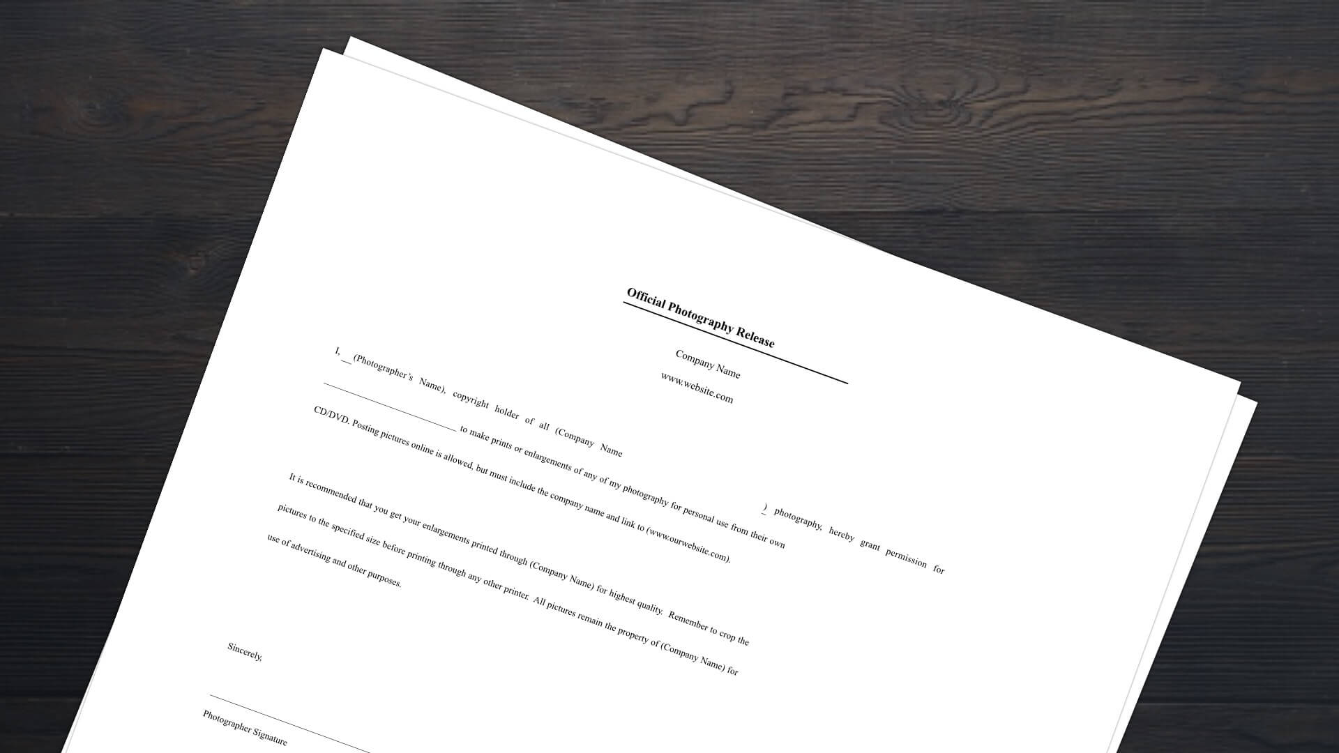 Print Release Form Template Free