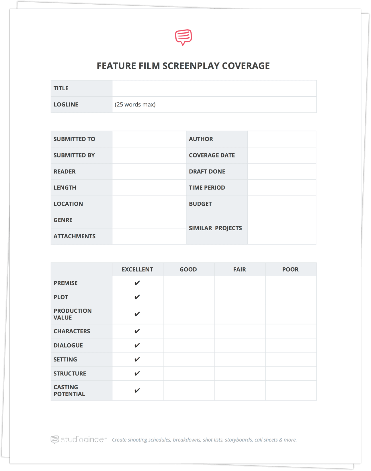 Download a FREE Script Coverage Template 4