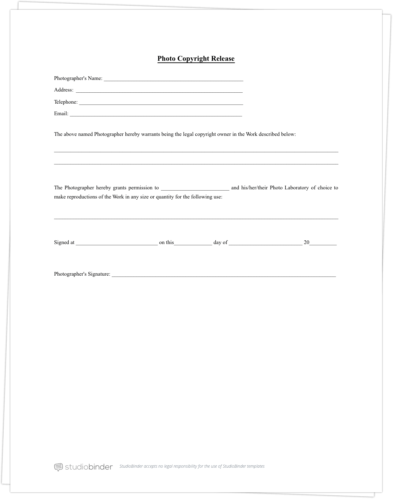 Photo Release Waiver Template