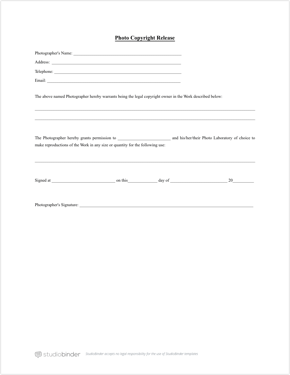 Download FREE Photo Release Form Template | StudioBinder 2