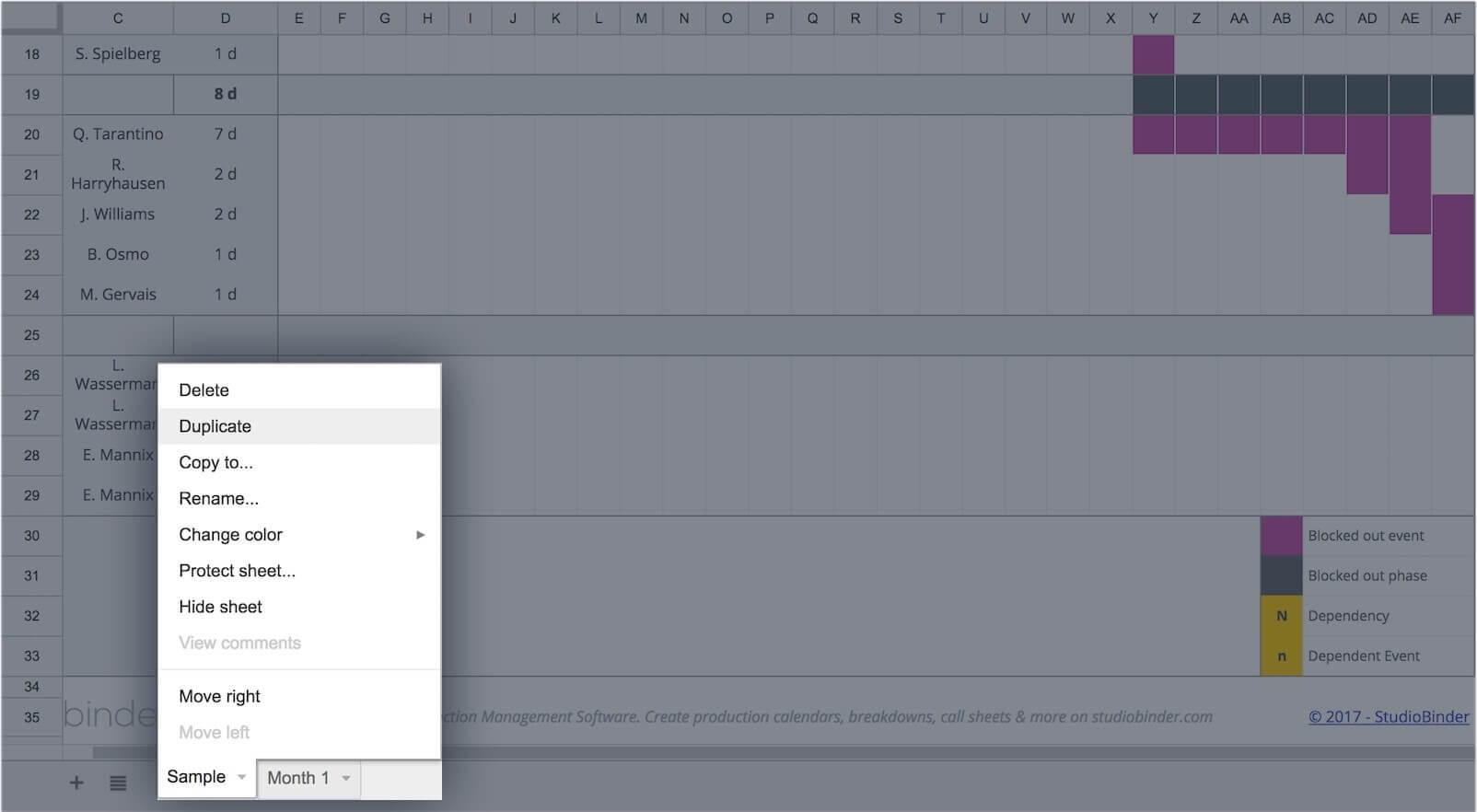 Free Gantt Chart Excel Template - Sample Calendar for Film - StudioBinder