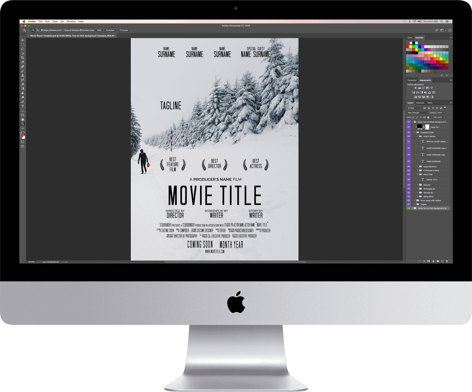 免费电影海报模板-Adobe Photoshop