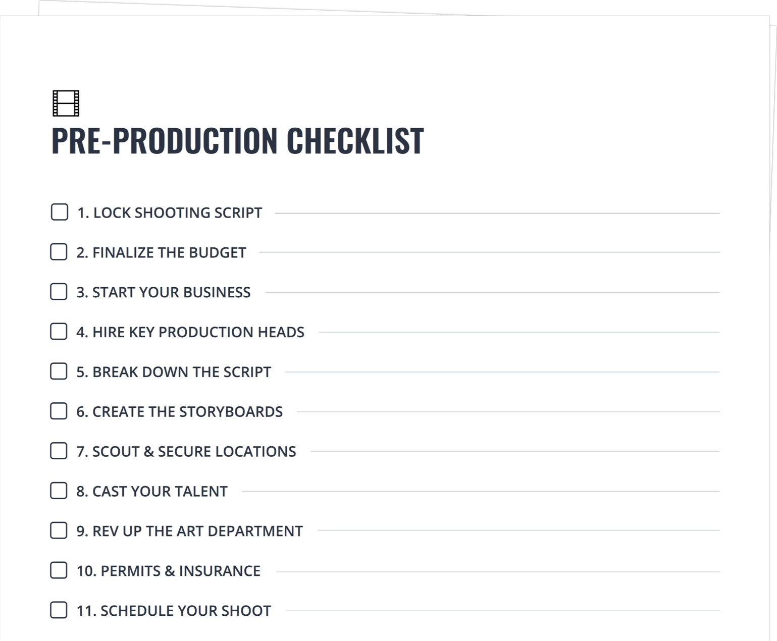 Pre-Production Checklist Made For Every Producer and Filmmaker - StudioBinder - Free Checklist - Exit Intent