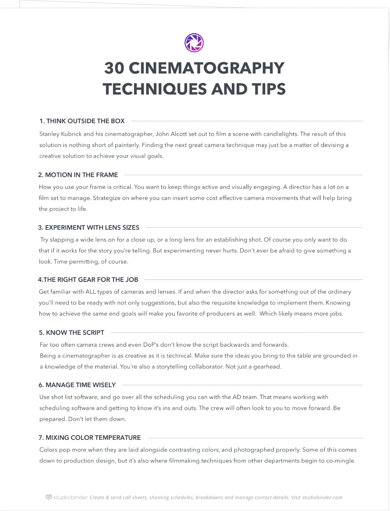 30 Cinematography Techniques and TIps - Exit Intent Full Page - StudioBinder