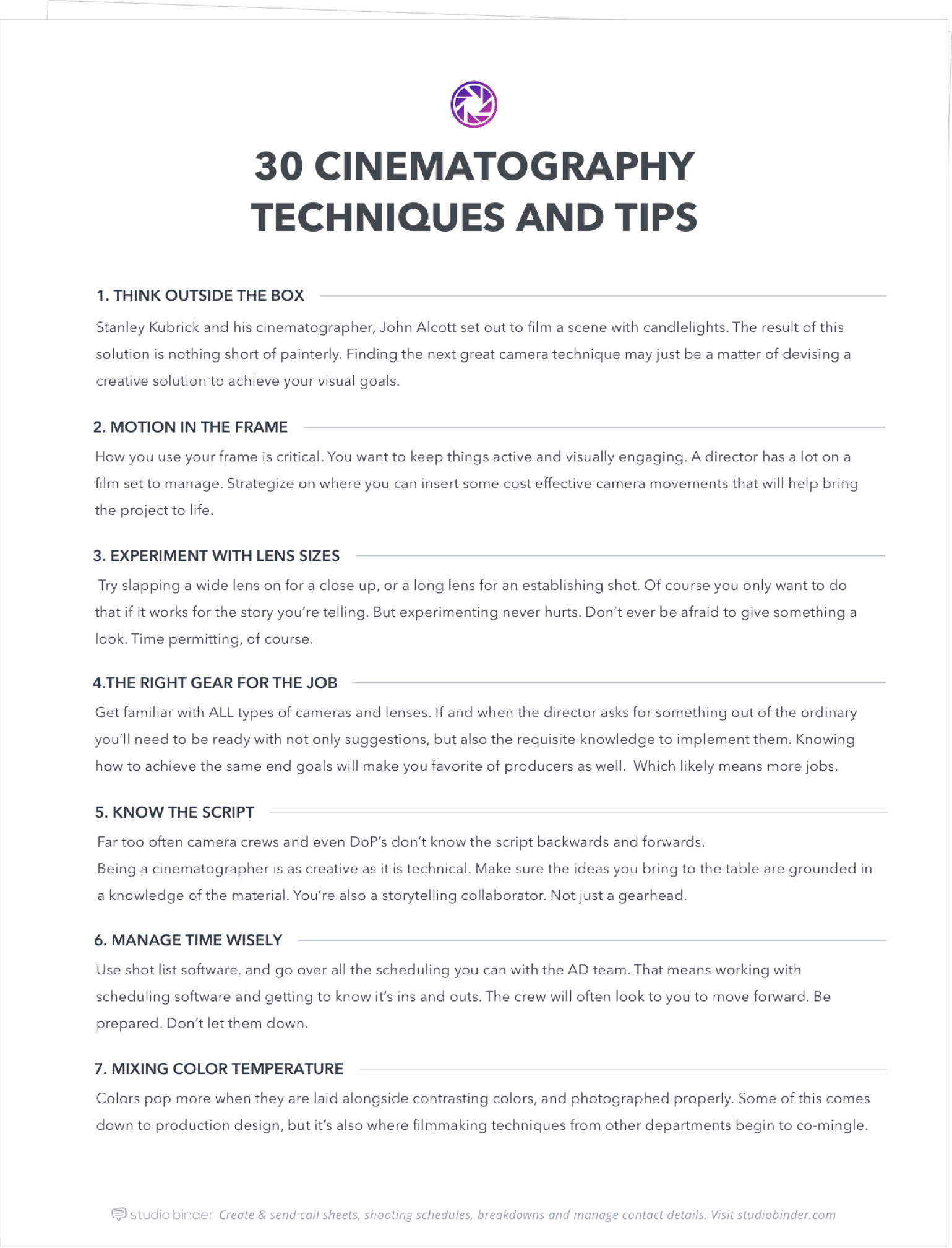 30 Cinematography Techniques and TIps - Exit Intent Full Page - StudioBinder