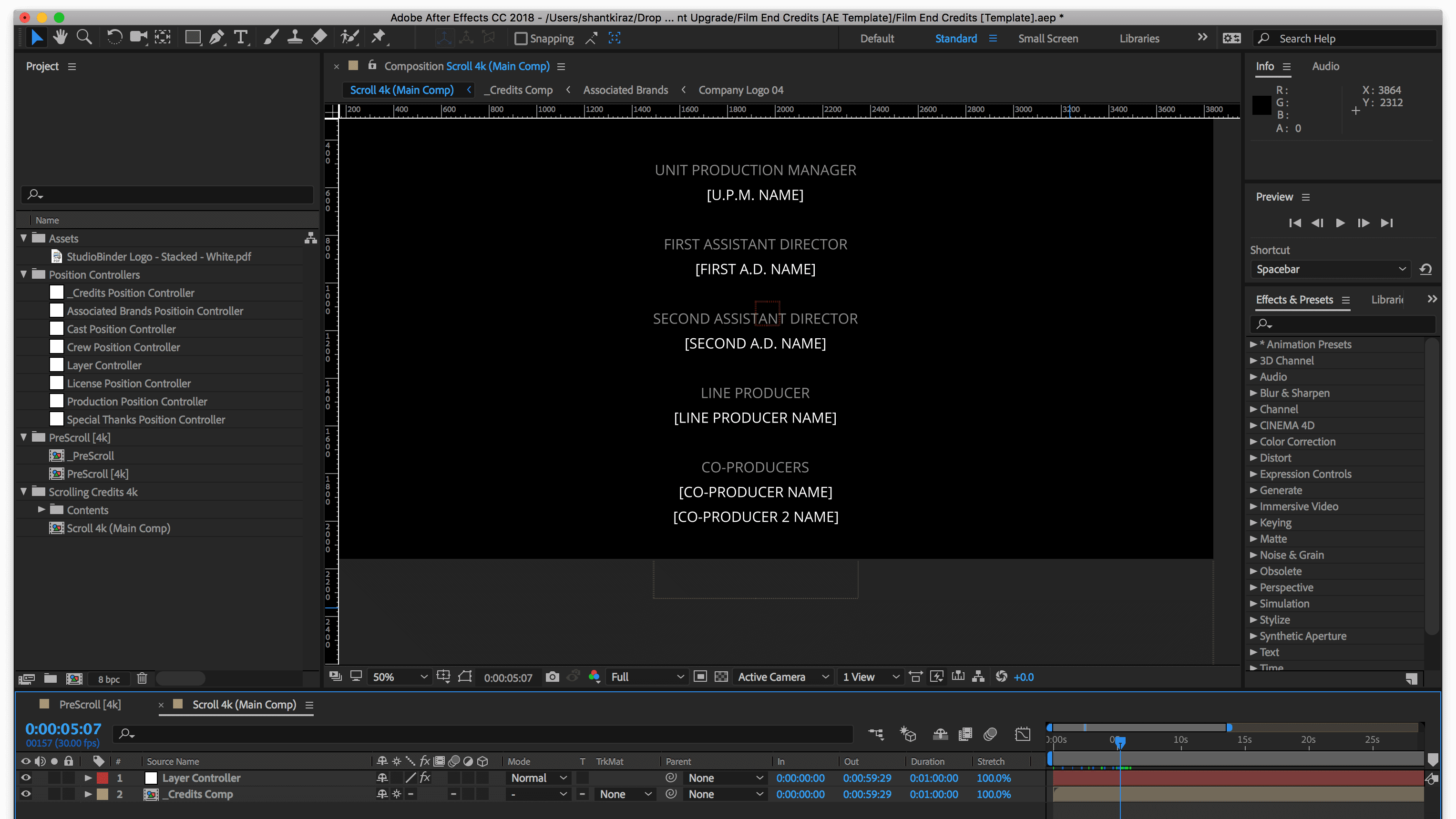 after effects credits template free download