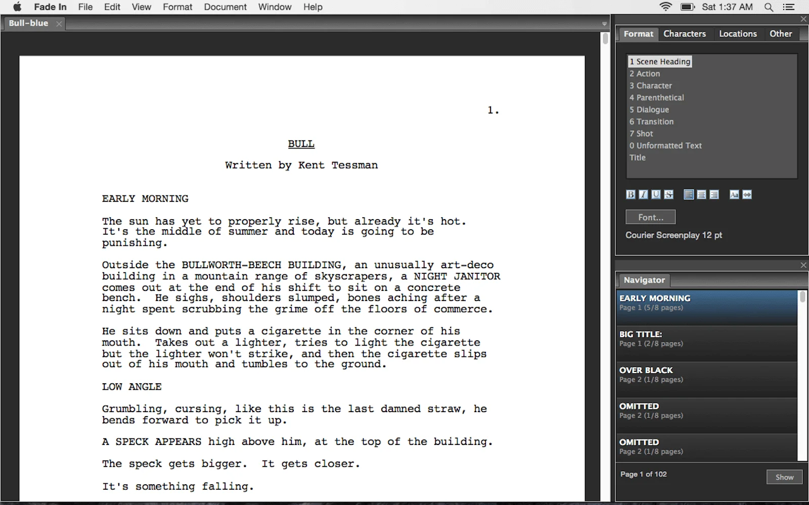 screenplay writing software mac