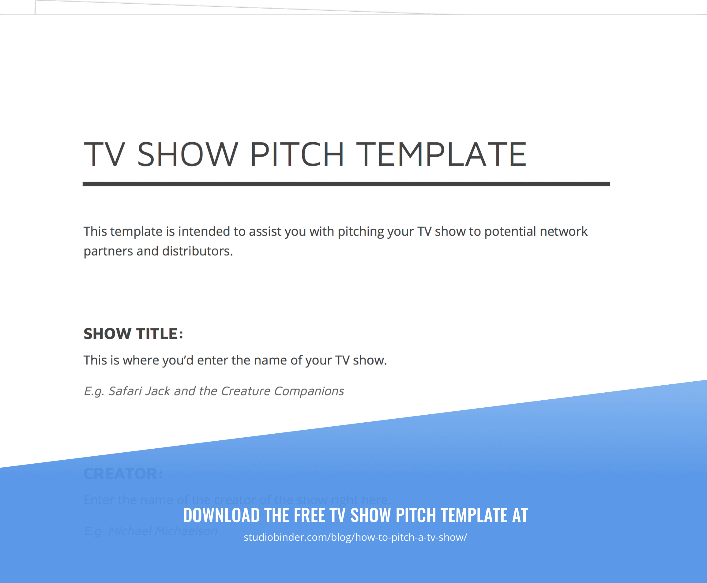 How to Pitch  a TV  Show  Like a Pro Free Pitch  Template 