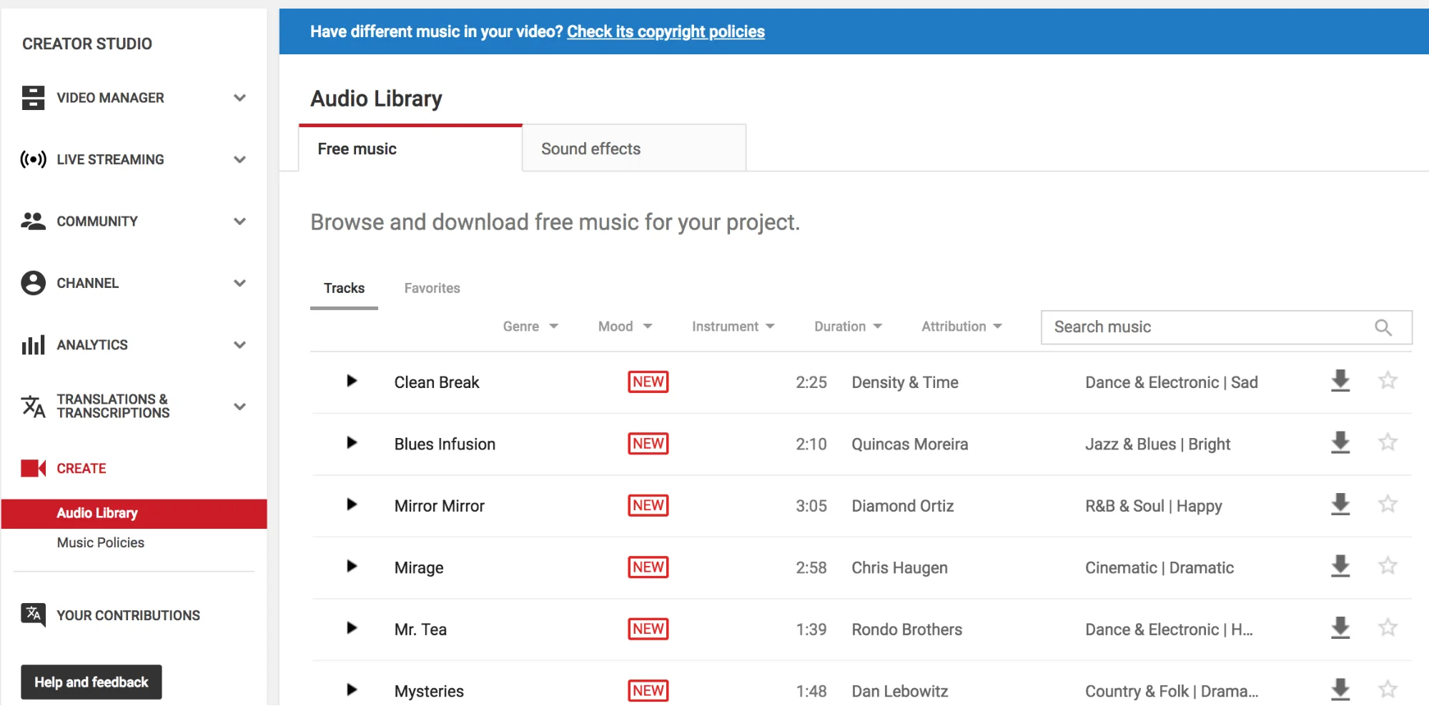 Audio Library: Royalty-Free Music For Creators