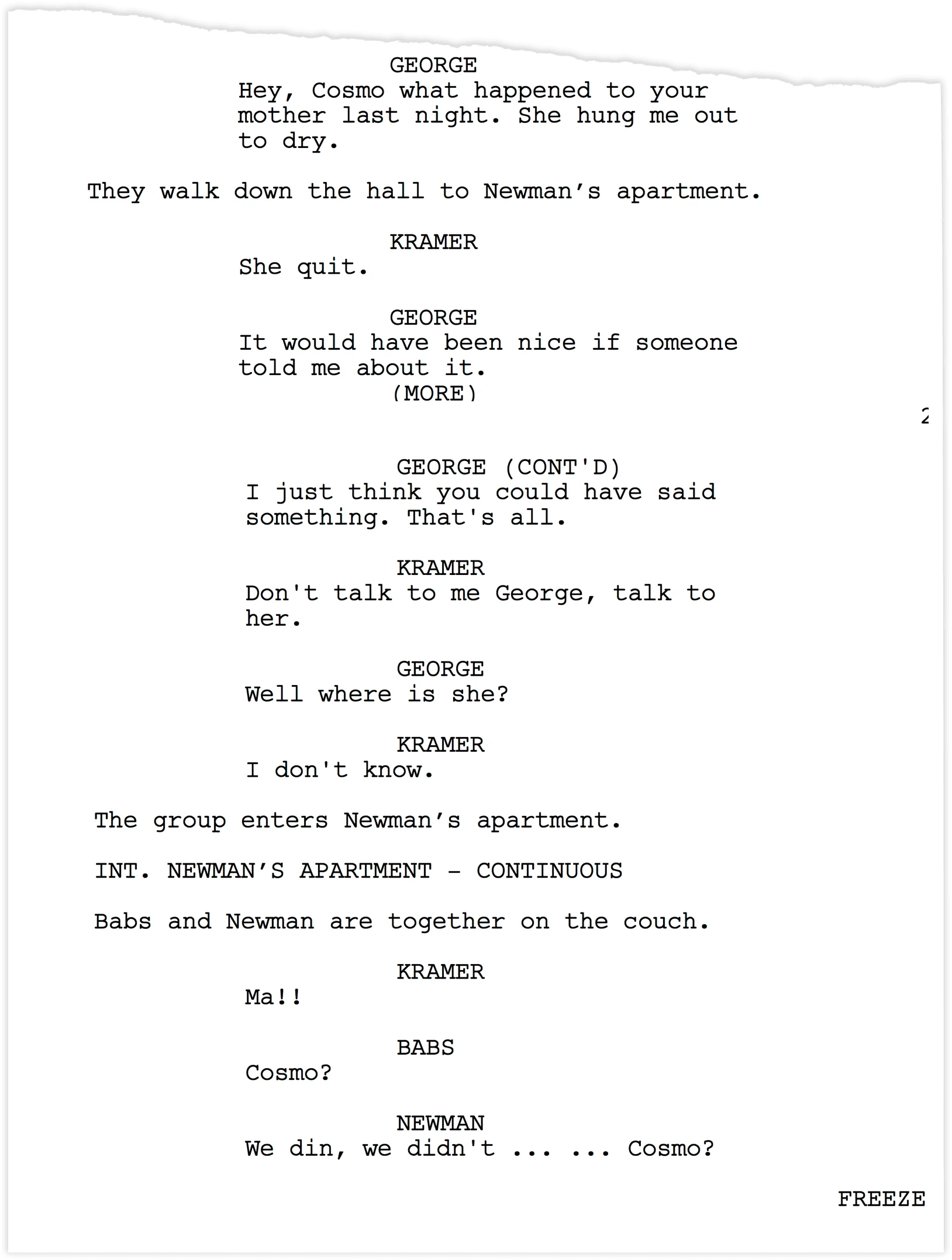 Writing A Sitcom Script Seinfeld Scripts Analysis Free Pdf Download