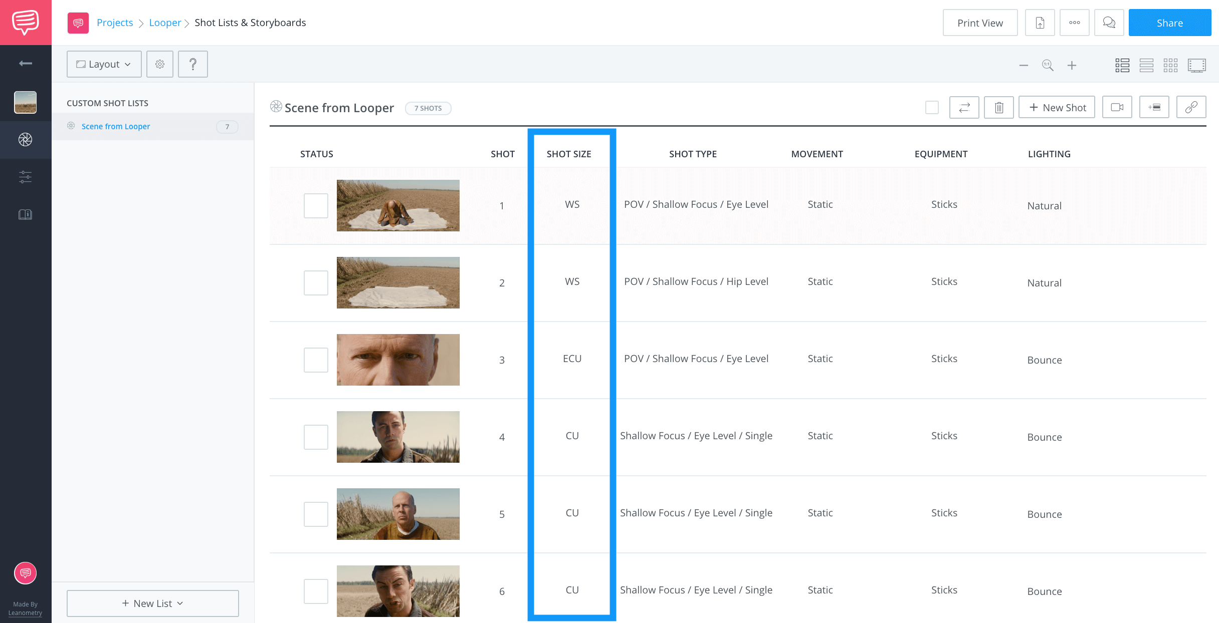 Filmmaking Shot List Gospel - Looper Shot List - StudioBinder