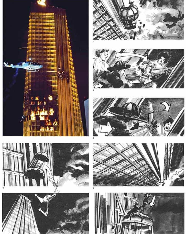 Film Storyboard Examples - Movie Storyboard Sample - Joseph Musso - John Guillermin - The Towering Inferno - StudioBinder