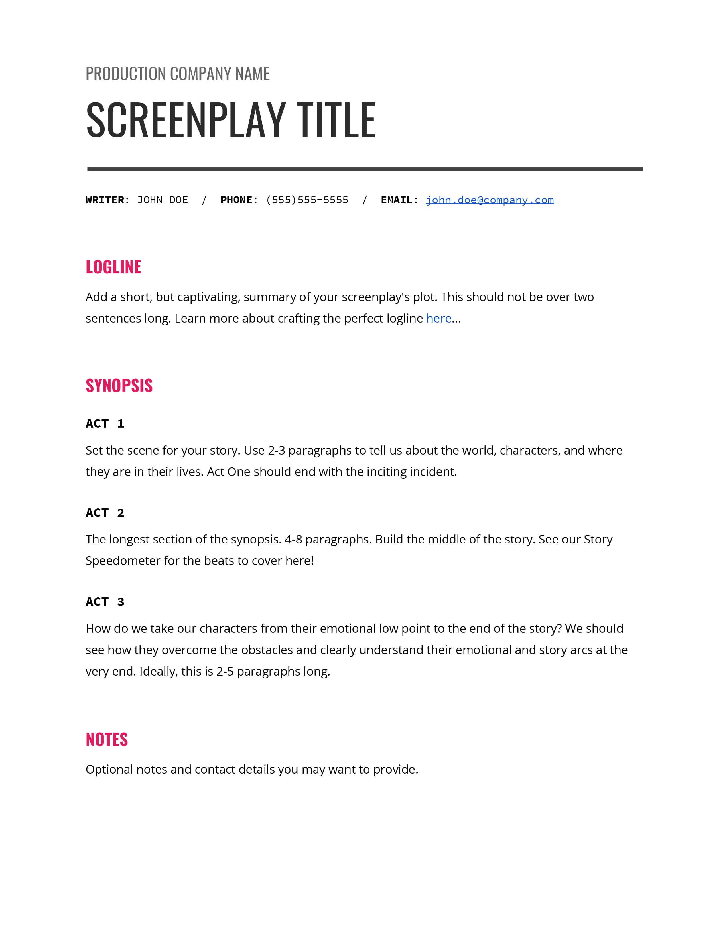 How To Write A Movie Synopsis That Sells Free Movie Synopsis Template