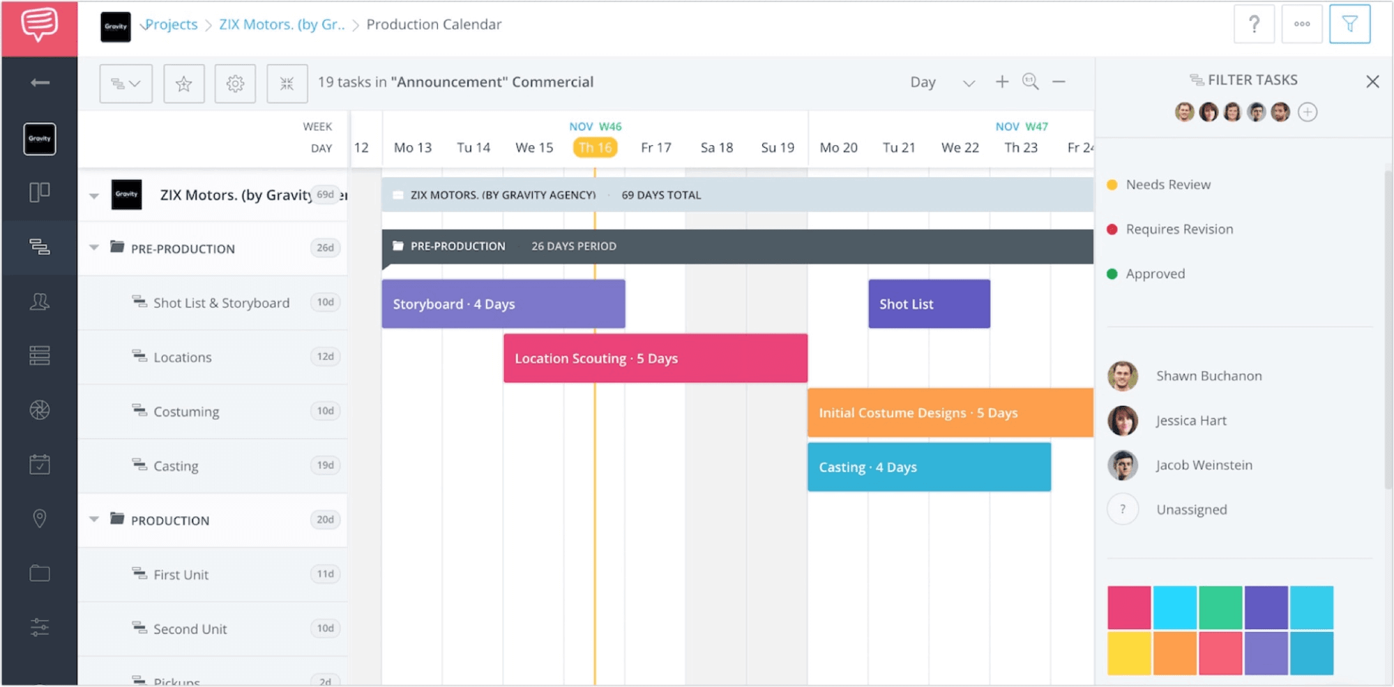 Production Planning Software - Customize Colors - Film Production Management Software - StudioBinder