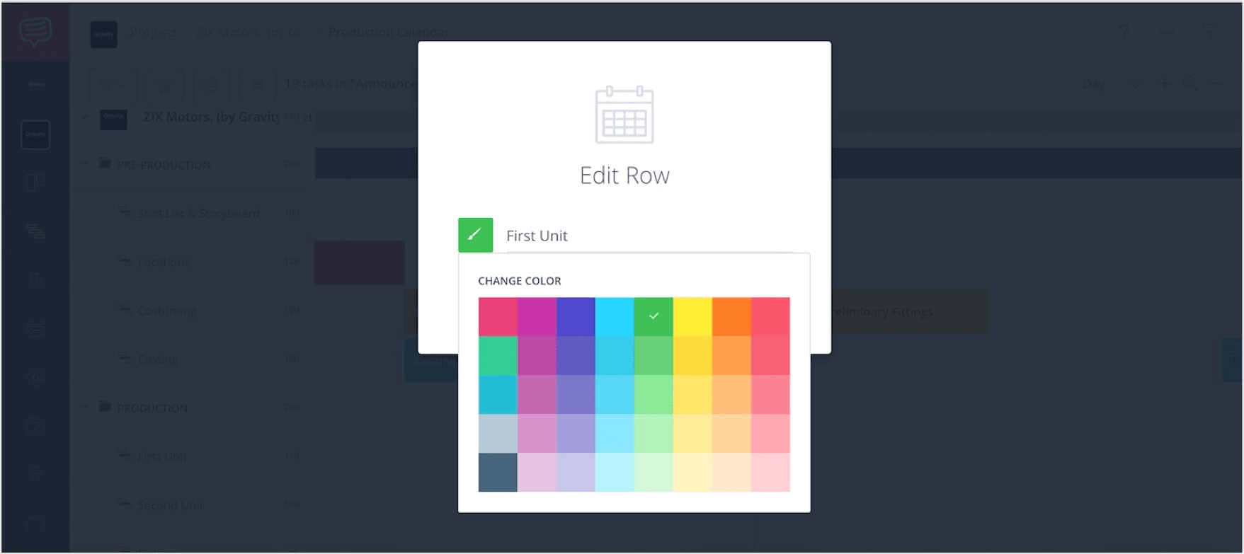Production Scheduling Software - Customize Colors - Film Production Management Software - StudioBinder Production Scheduling Software - Customize Colors - Film Production Management Software - StudioBinder