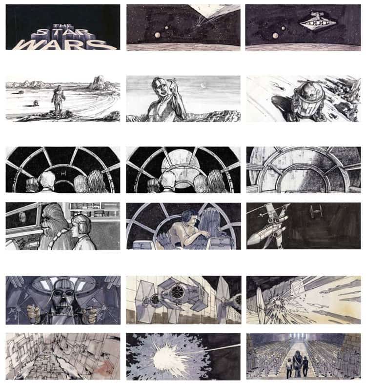 Storyboard Examples for Film - Storyboard Ideas - George Lucas - Star Wars A New Hope - StudioBinder
