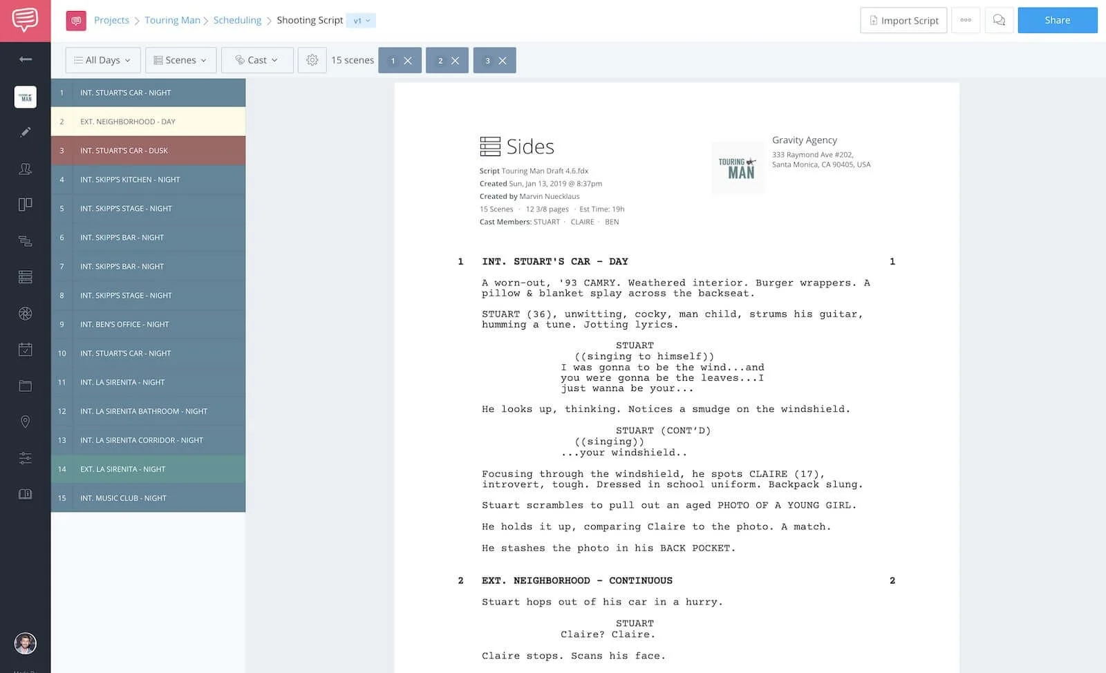 StudioBinder Film Scheduling Software - Create Script Sides Online