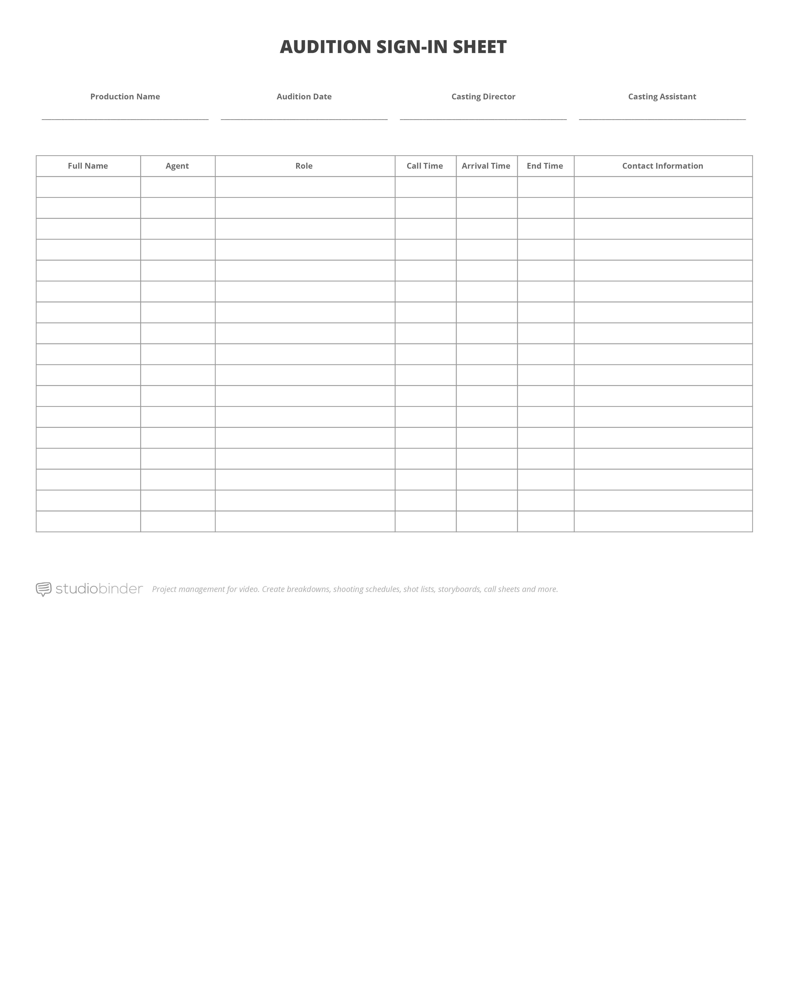 A Step By Step Guide To Holding Auditions Free Audition Form Template