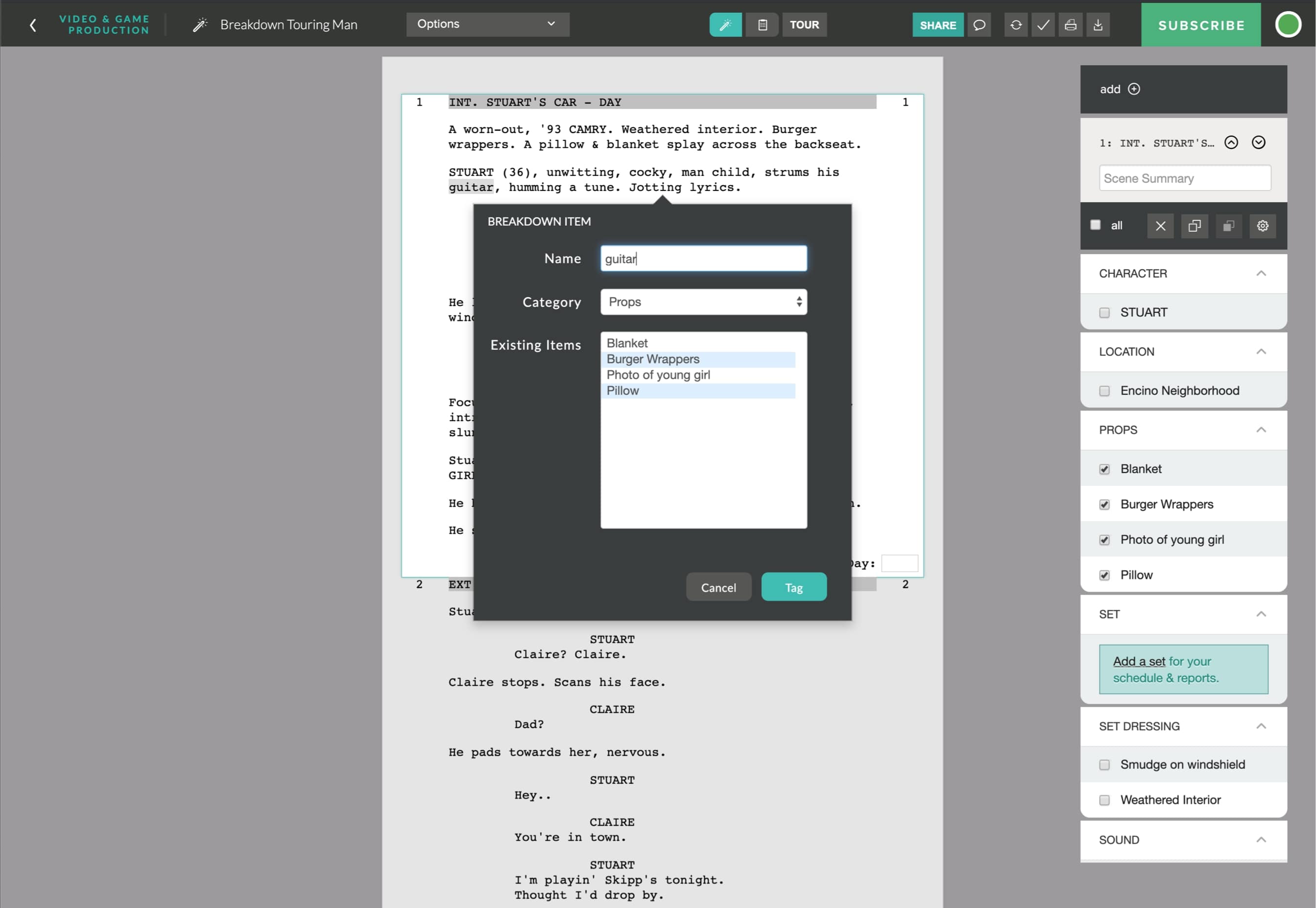 celtx script format settings