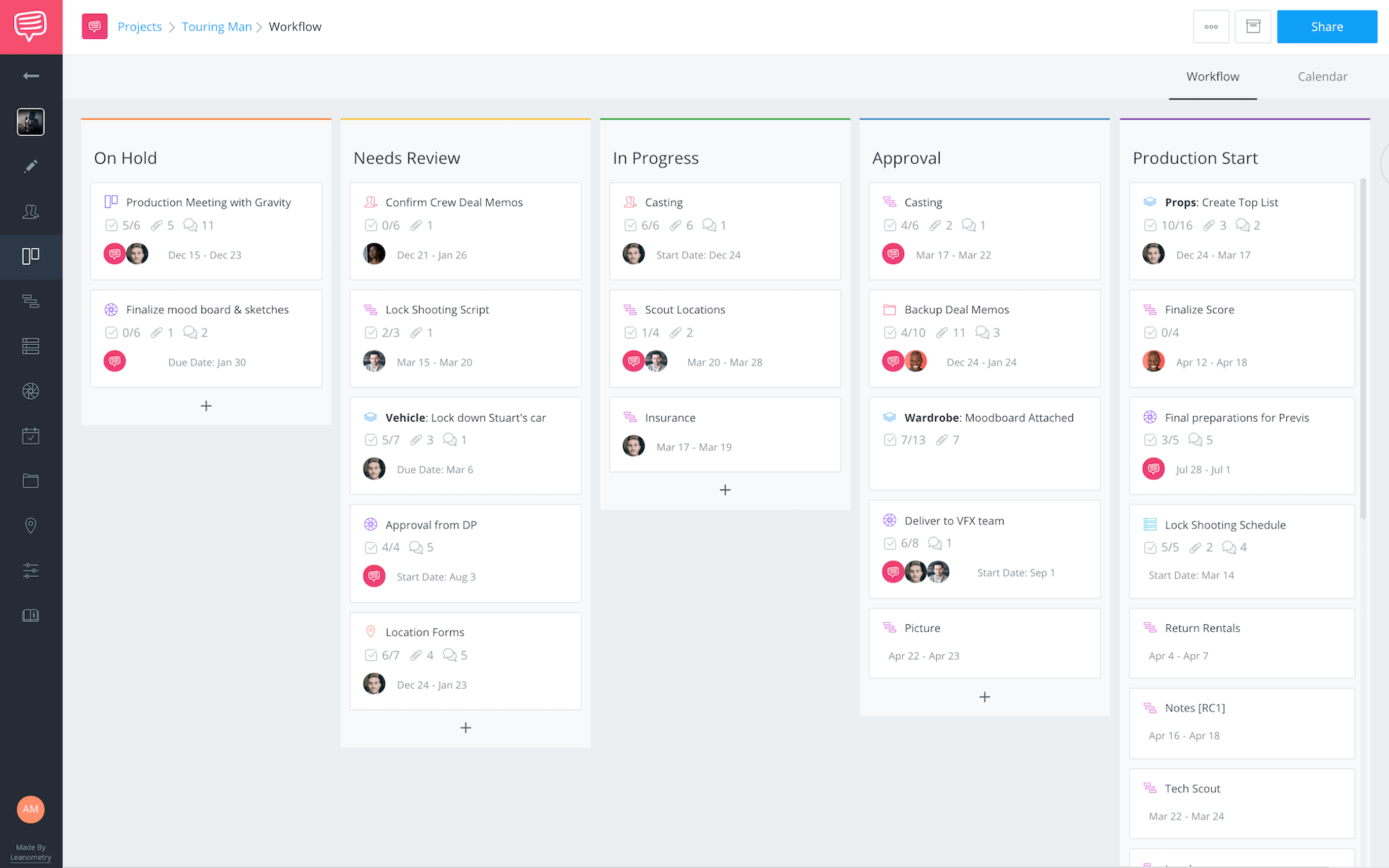 Best Filmmaking Software and Tools Workflow and Assigning Tasks Production Calendar