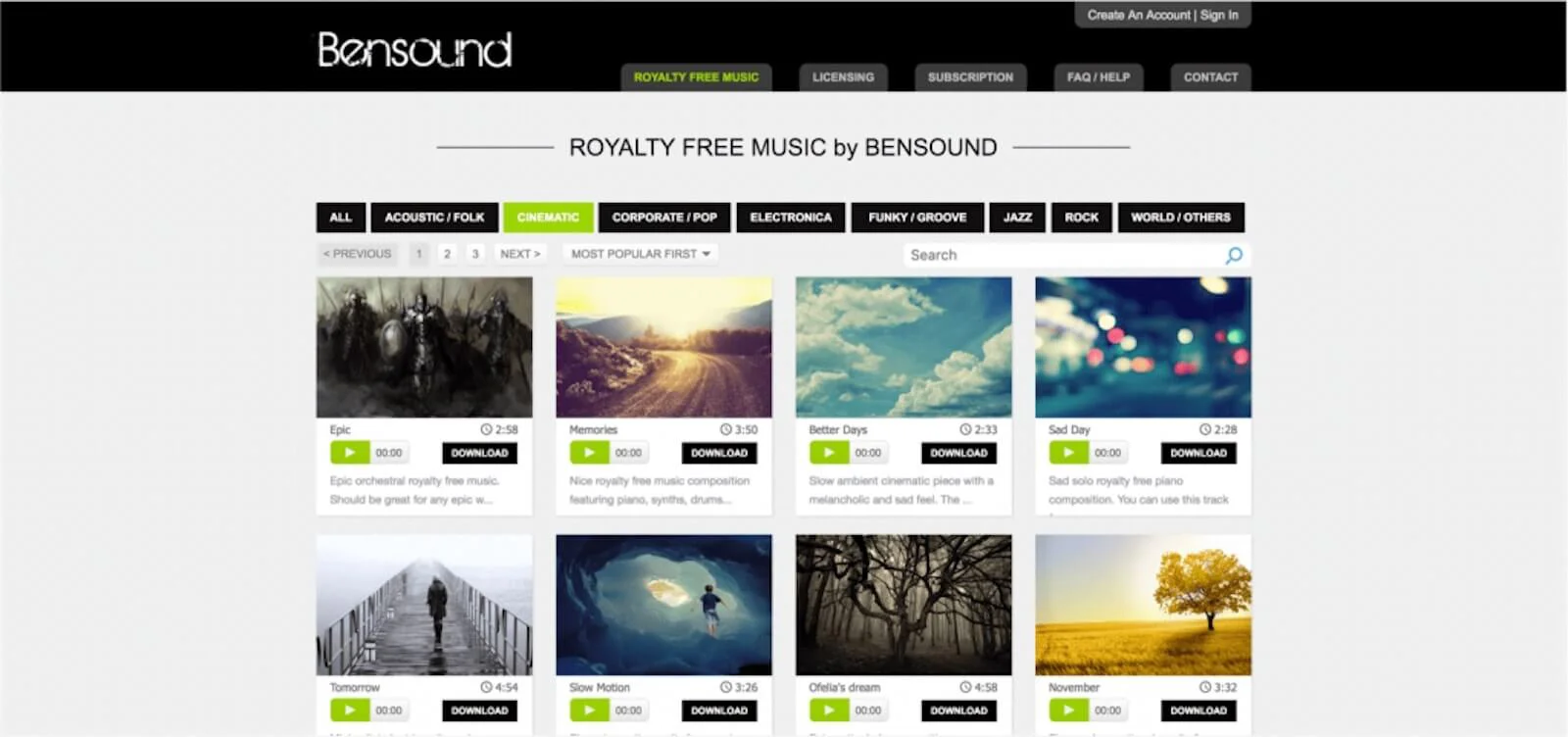 Best Stock Music Sites -  Bensound