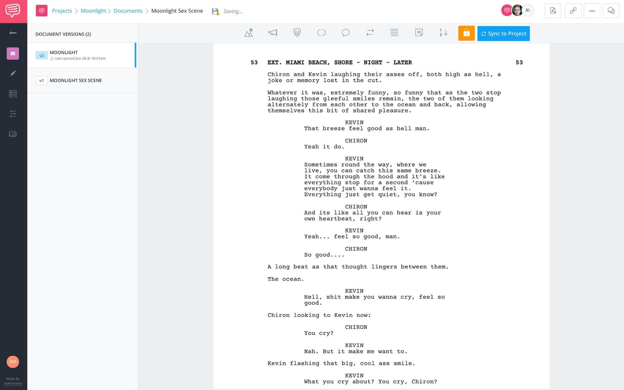 Writing a sex scene in a screenplay