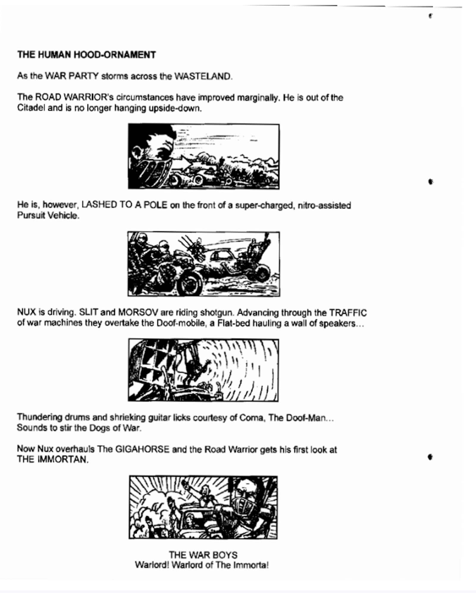 How to Write a Car Chase Scene - Mad Max Storyboard Drawing