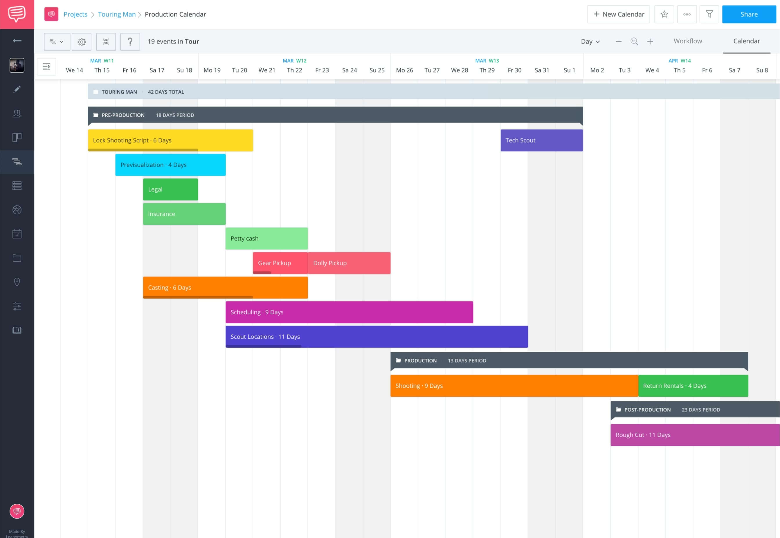 StudioBinder Free Production Calendar Software and Gantt Chart for Filmmakers