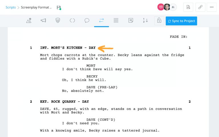 screenplay format length of slugline