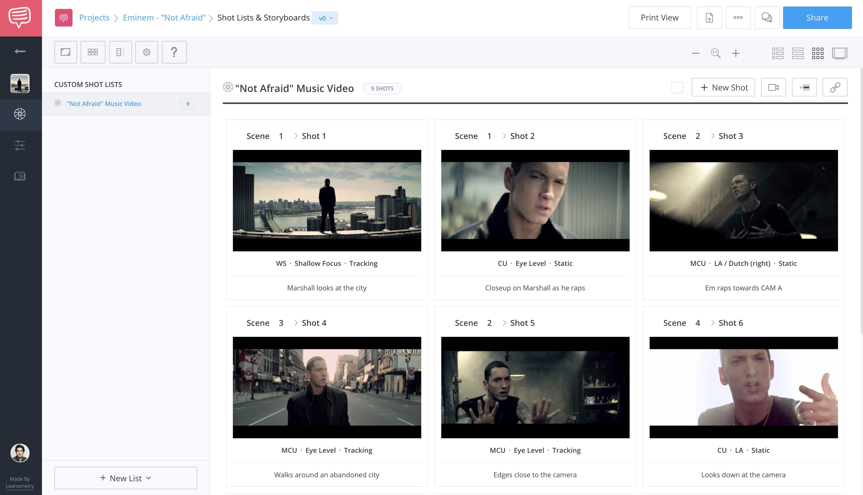 Music Video Storyboard Template - Eminem Not Afraid - StudioBinder